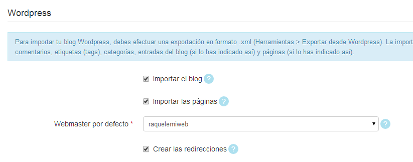 Importar blog página web