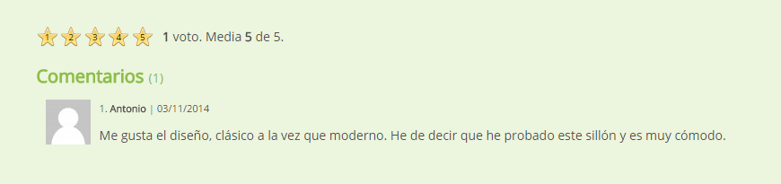 Comentar y puntuar en la Tienda online