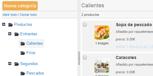 Categorias restaurante