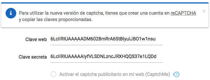 Configuracio n de la administracio n de recaptcha