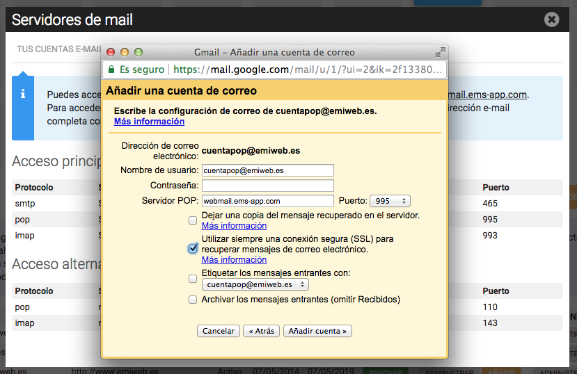 Configuracion email