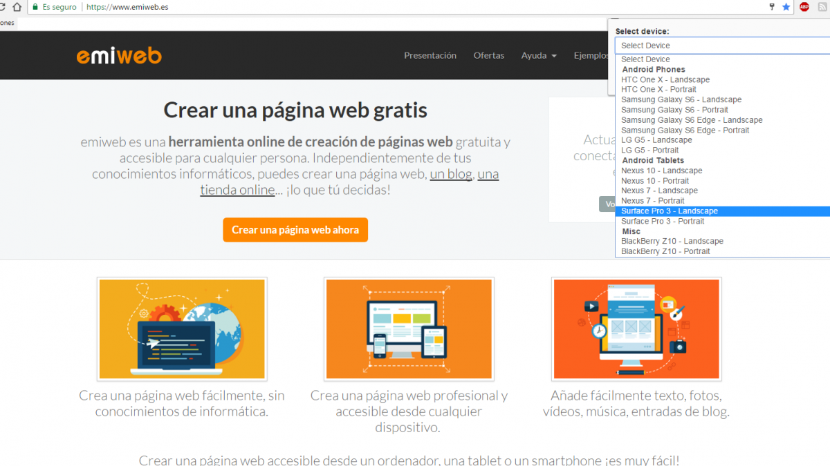 Extension responsive google chrome emiweb