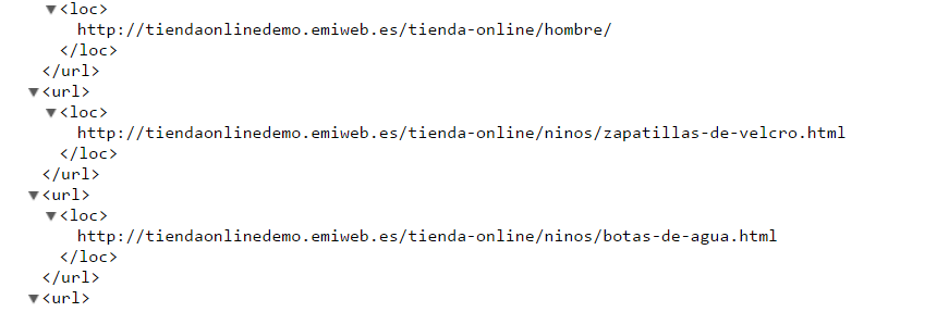 Sitemap tiendaonlinedemo