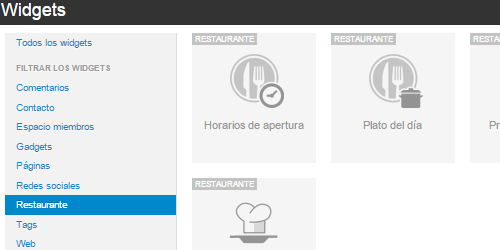 Widgets de restaurante