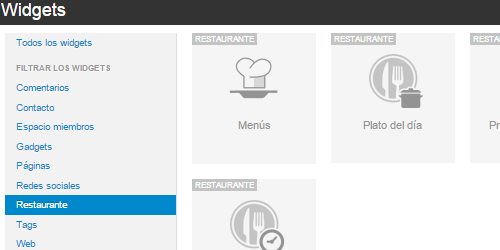 Widgets restaurante menu